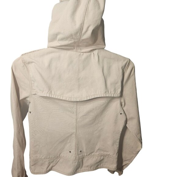 Mike & Chris Womens Beige Hooded Jacket With Zipper & Pockets S Cotton Blend - Picture 7 of 10